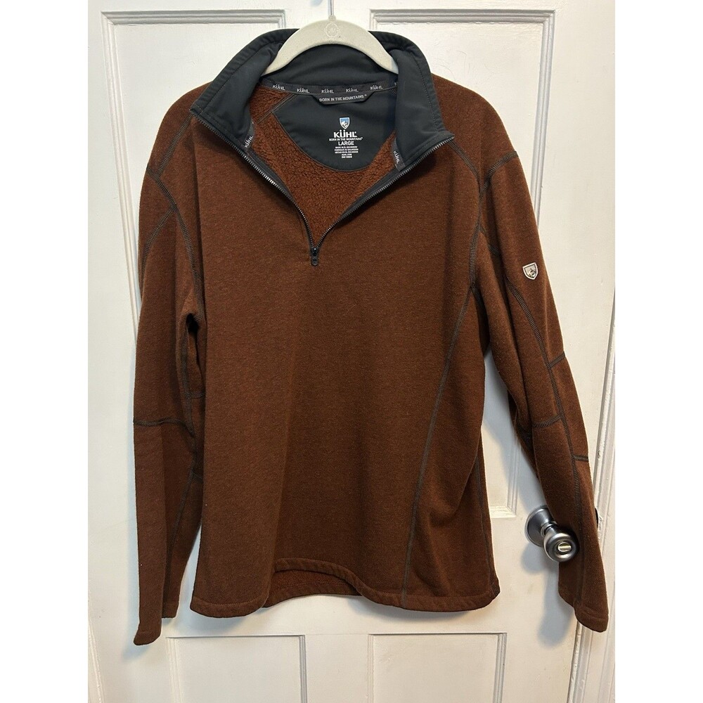 Kuhl Pullover Mens Large Orange Quarter Zip Revel Sweater Outdoors Hiking Skiing